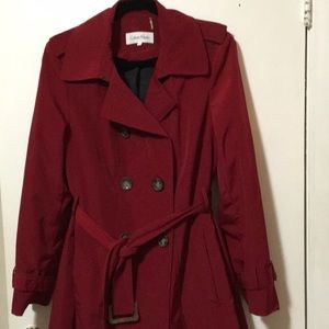 Gorgeous red Calvin Klein red trench coat